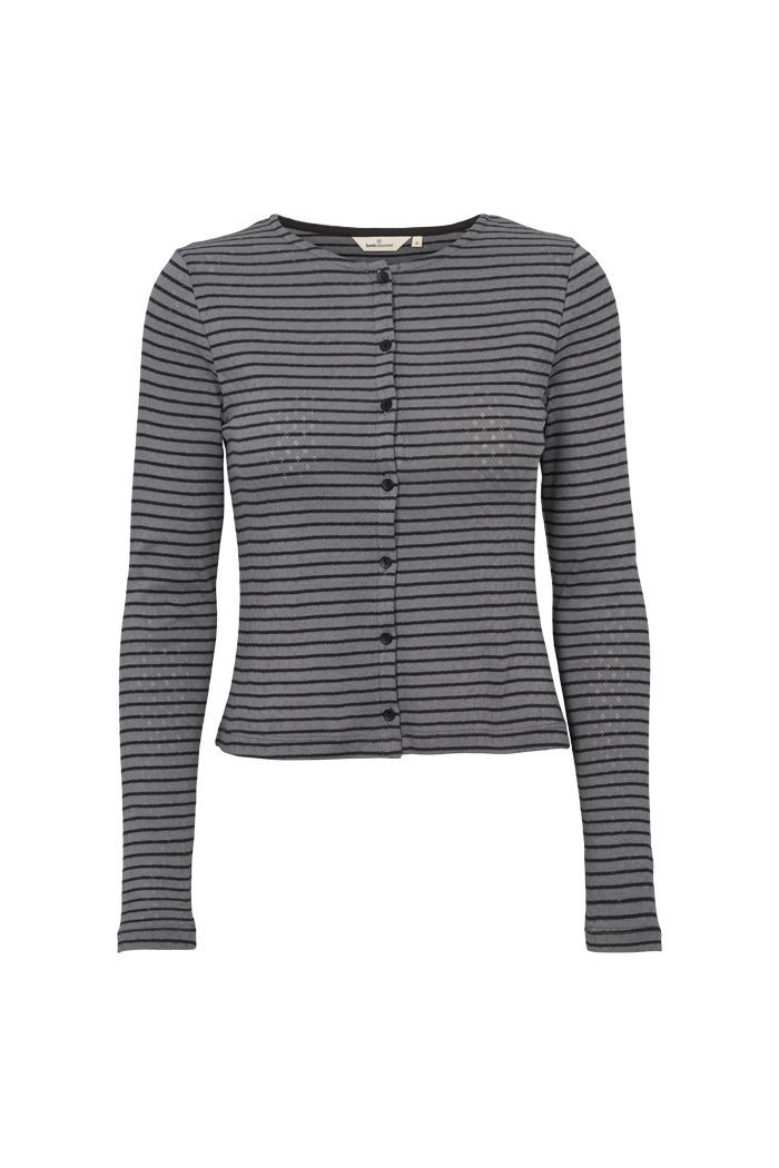 Basic Apparel Arense Stripe Cardigan Cardigans 843 Poppy seed / Black